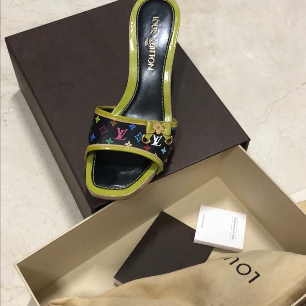 Louboutin wooden sandals monogram